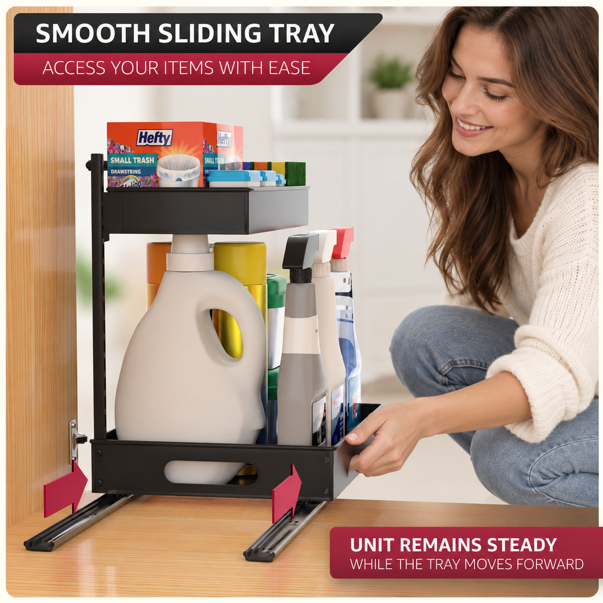 2-Tier Sliding Under Sink Organizer -2 Pcs