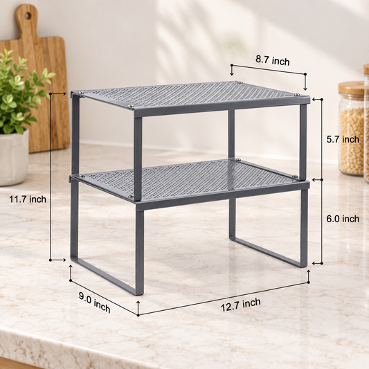 Expandable Stackable Cabinet Shelf Set