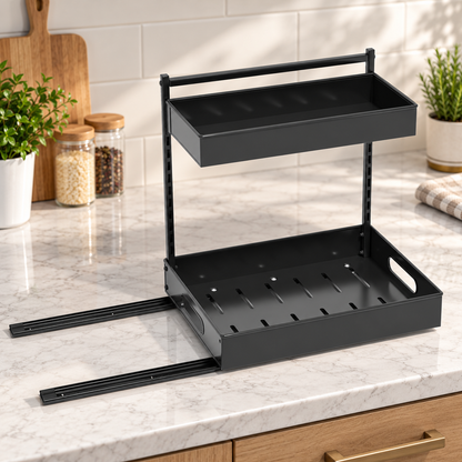 2-Tier Sliding Under Sink Organizer -2 Pcs