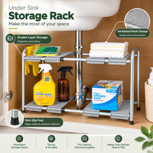 Expandable Under Sink Storage Shelf
